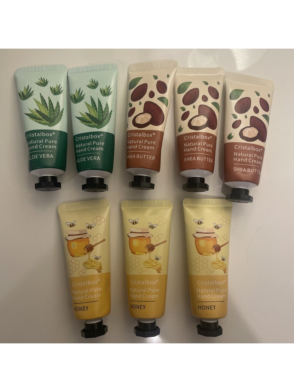 Cristalbox Natural Pure Hand Cream Honey, Shea Butter, Aloe Set Of 8 -Sealed 20g